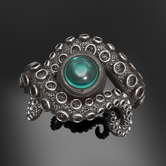 Octopus ring- Simple Sterling Silver Ring - Picture 3 of 10